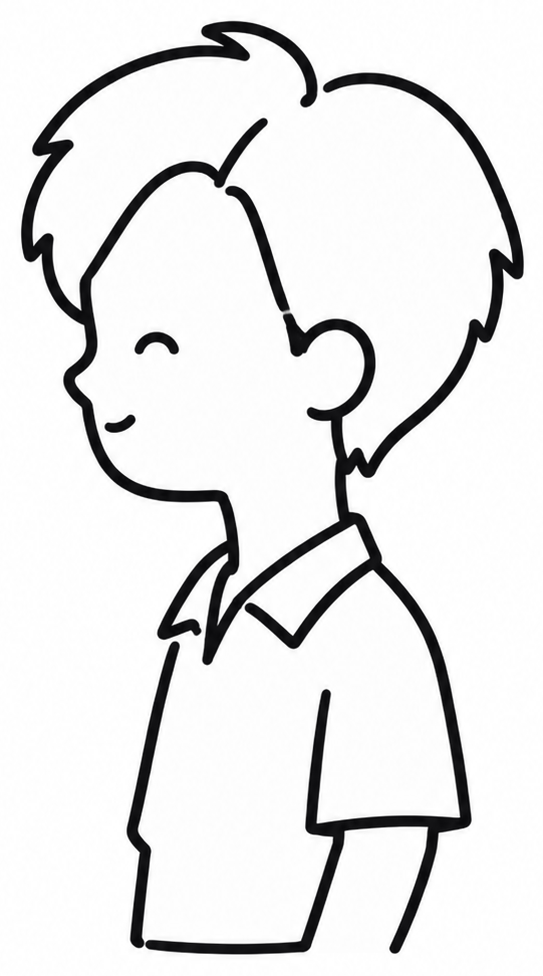 手绘自画像：侧脸男生